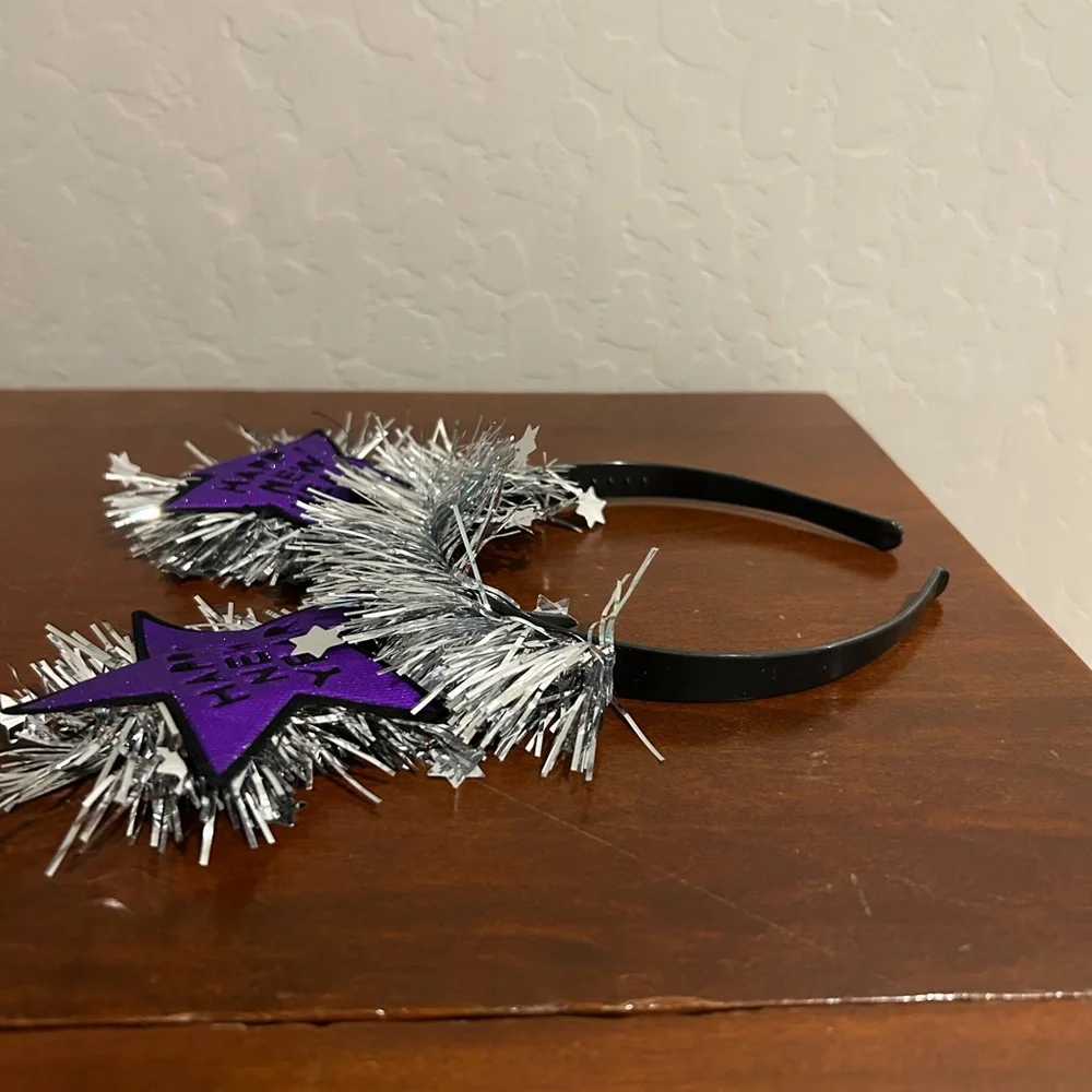 Happy New Year Purple Star Tinsel Headband